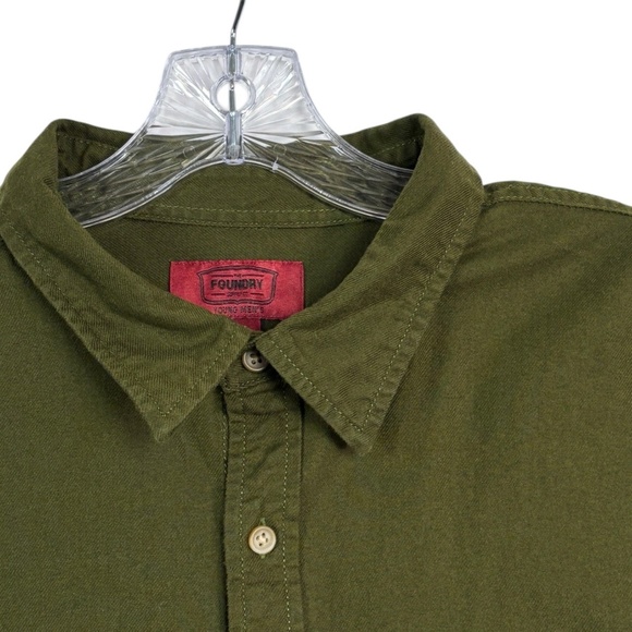 The Foundry Supply Co Mens Green Cotton Button Down Utility Shirt 2XL Workwear - Picture 3 of 8